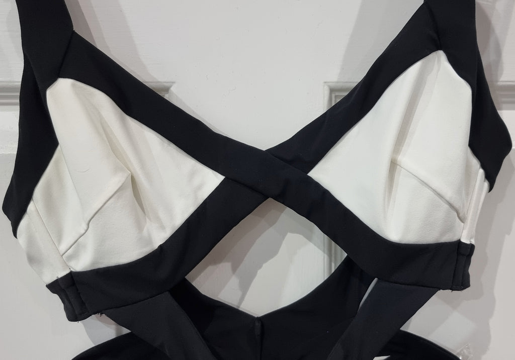 AGENT PROVOCATEUR Black White Bandage Strap Cut Out Swimsuit Costume UK10 3