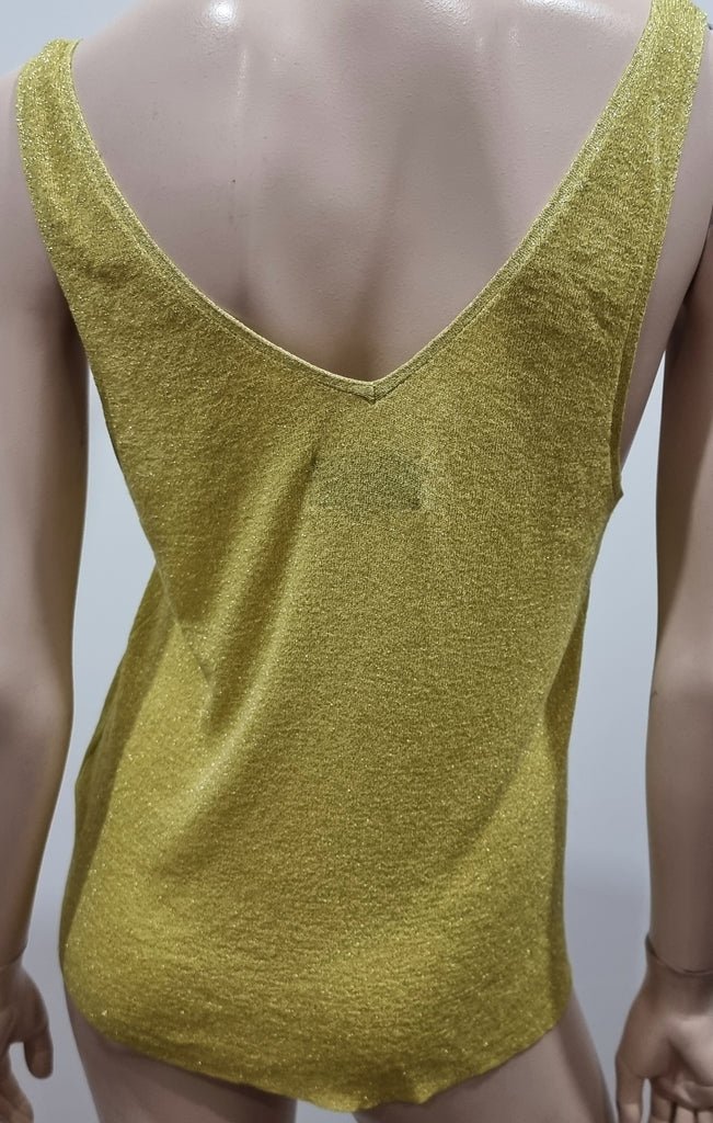 ZADIG & VOLTAIRE DELUXE Yellow Metallic Fine Knitwear Sleeveless Vest Tank Top M