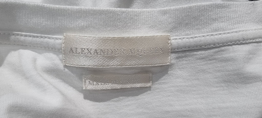 ALEXANDER MCQUEEN White Cotton Grey Skull Print Short Sleeve T-Shirt Tee Top XL