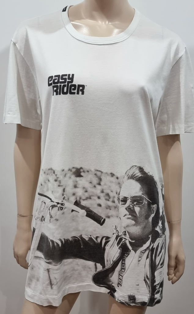 DOLCE & GABBANA Menswear White Easy Biker Print Short Sleeve T-Shirt Tee Top 52