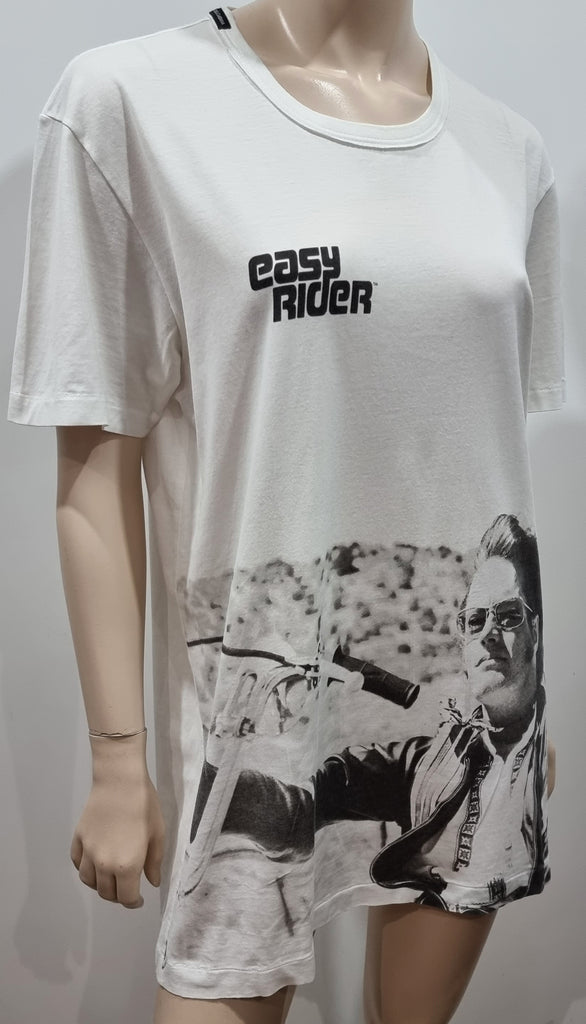 DOLCE & GABBANA Menswear White Easy Biker Print Short Sleeve T-Shirt Tee Top 52