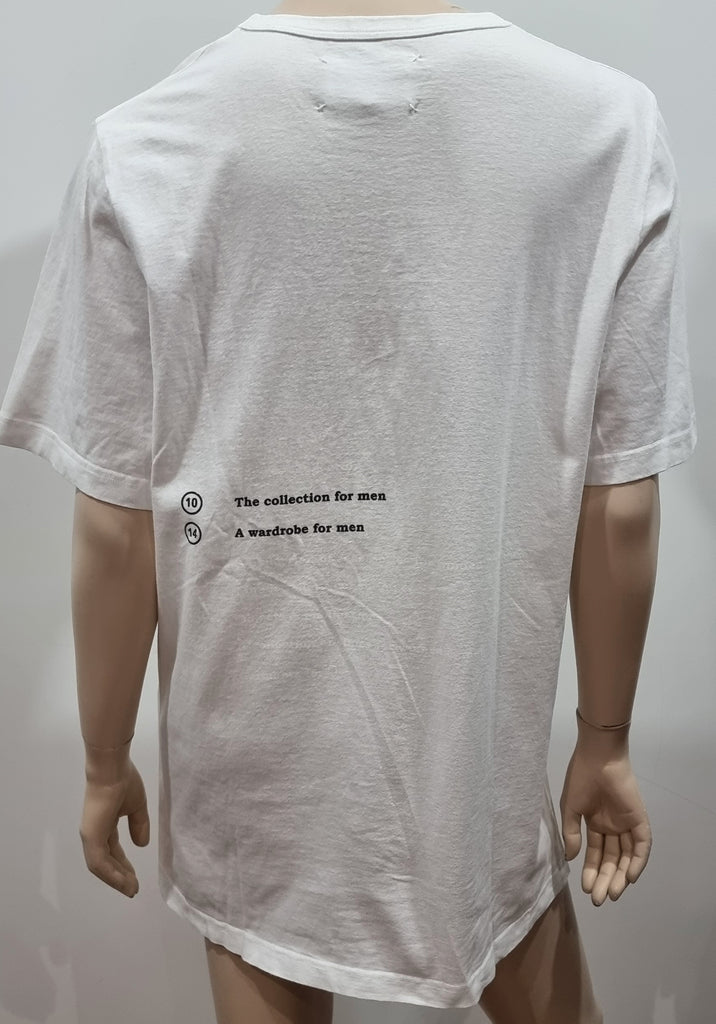 MAISON MARTIN MARGIELA Menswear White Print Rear Short Sleeve T-Shirt Tee Top