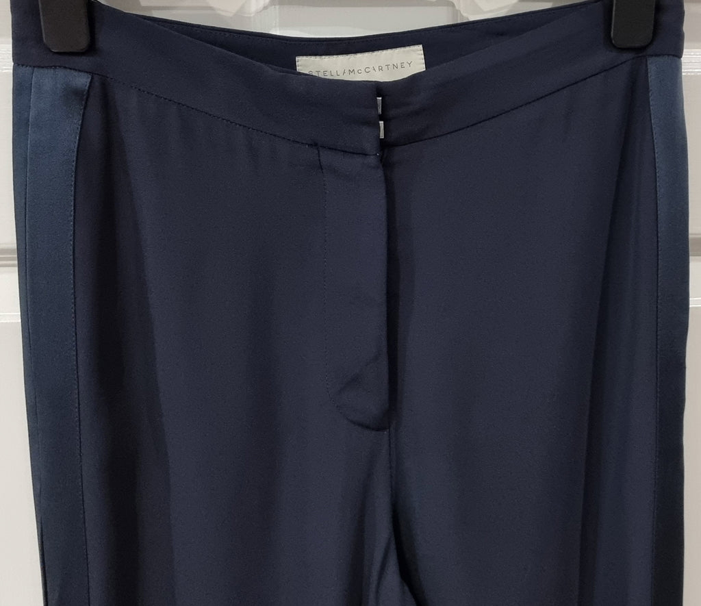 STELLA MCCARTNEY Navy Blue Formal Evening Tapered Leg Trousers Pants 42 UK12