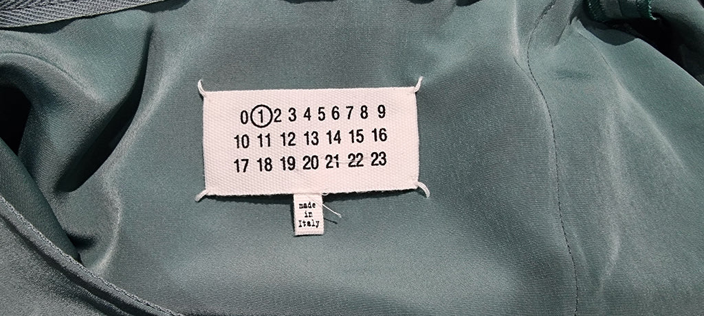 MAISON MARGIELA Turquoise Jade Green V Neck Asymmetrical Layered Dress 42 UK10