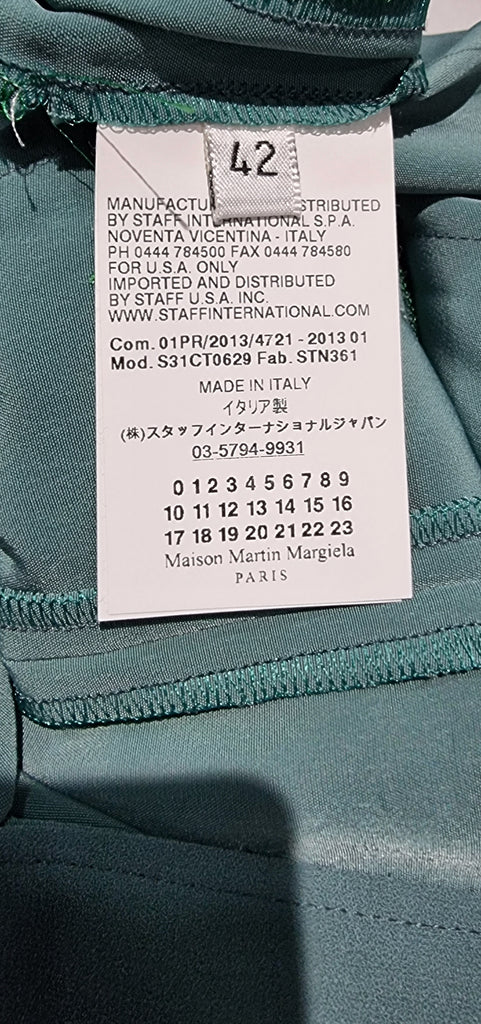 MAISON MARGIELA Turquoise Jade Green V Neck Asymmetrical Layered Dress 42 UK10
