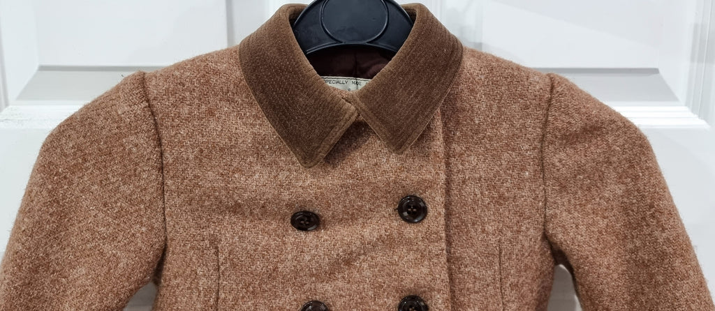 HARRODS CHILPRUFE Vintage Brown Hand Woven Harris Tweed Jacket Coat 18M