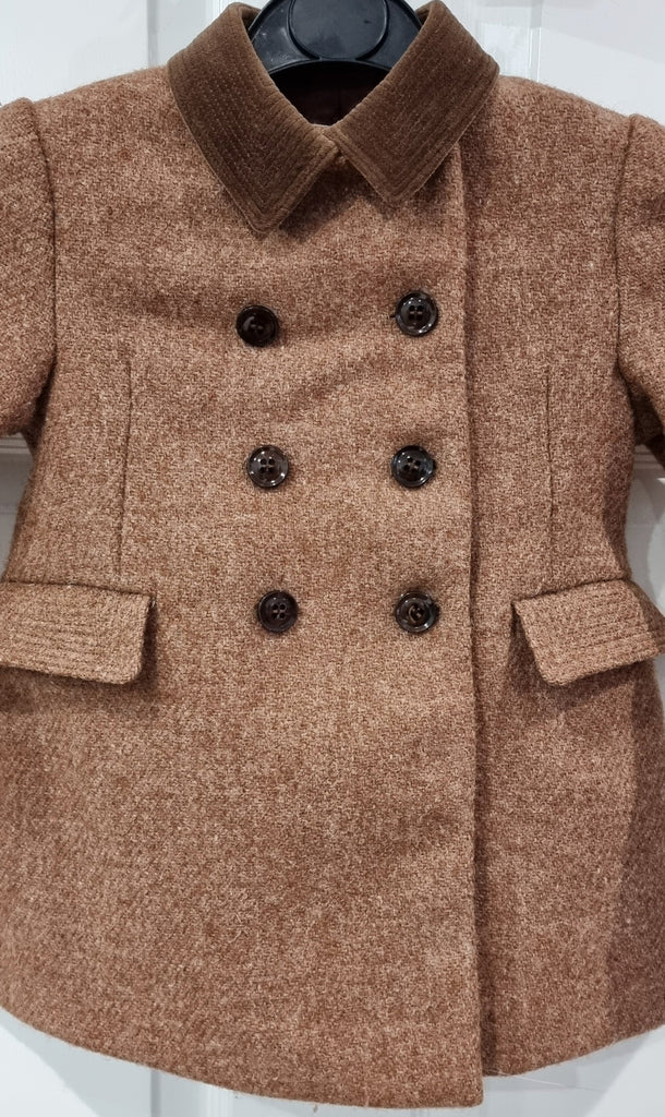 HARRODS CHILPRUFE Vintage Brown Hand Woven Harris Tweed Jacket Coat 18M