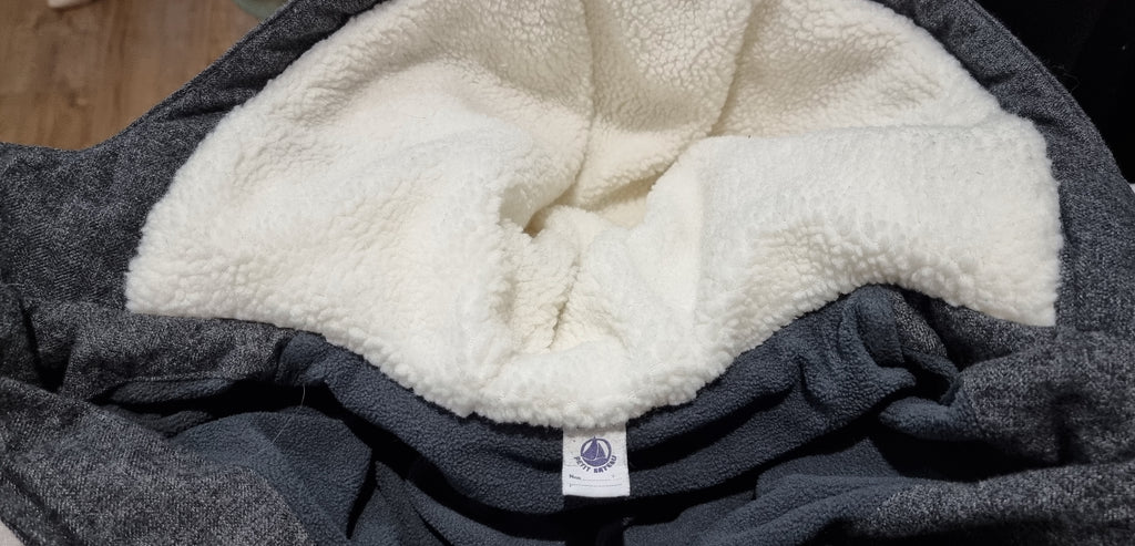 PETIT BATEAU Boys Charcoal Grey Zipper Hooded Padded Lined Jacket Coat 12Y