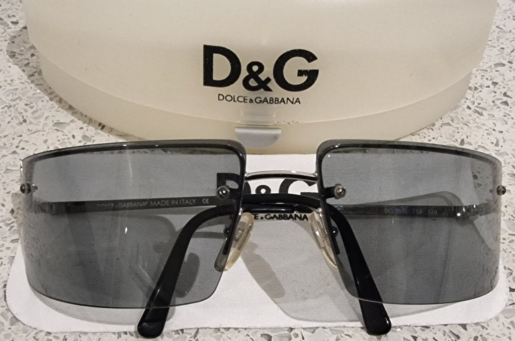 DOLCE & GABBANA DG 3845753 Silver Tone & Clear Lens Wrap Sunglasses In Case