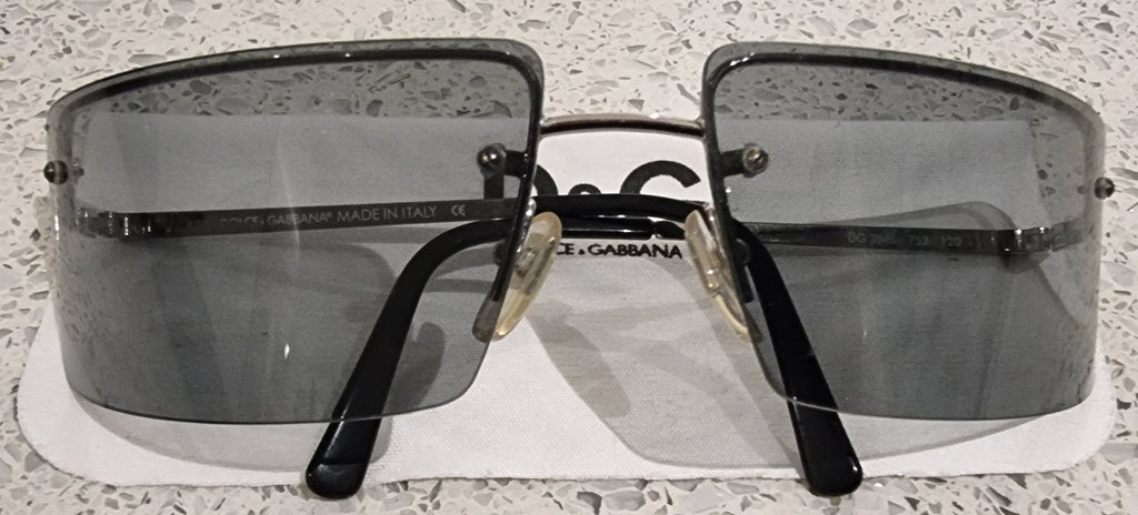 DOLCE & GABBANA DG 3845753 Silver Tone & Clear Lens Wrap Sunglasses In Case