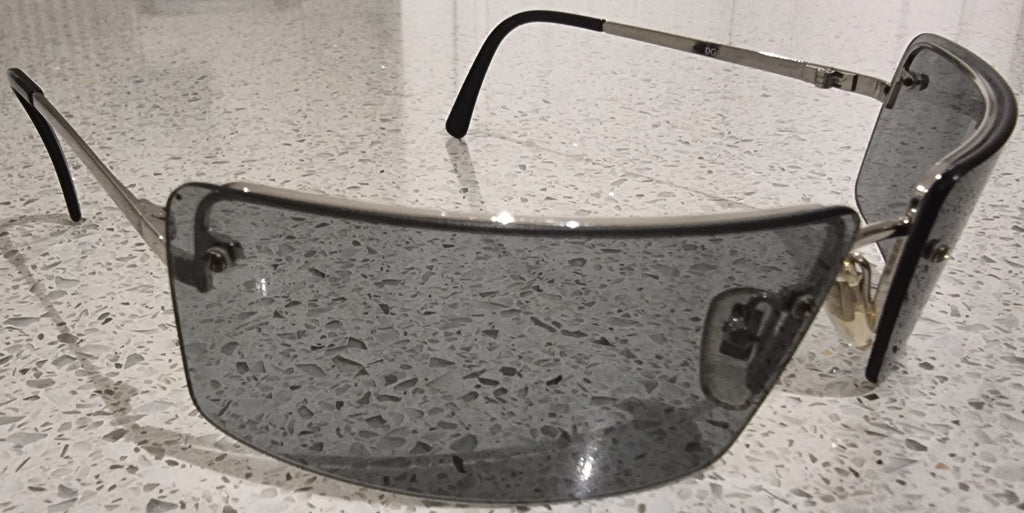 DOLCE & GABBANA DG 3845753 Silver Tone & Clear Lens Wrap Sunglasses In Case