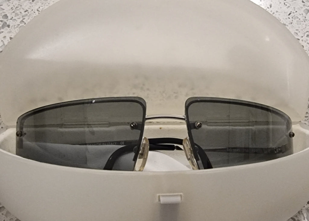 DOLCE & GABBANA DG 3845753 Silver Tone & Clear Lens Wrap Sunglasses In Case