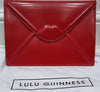 LULU GUINNESS Red Shined Leather CATHERINE Large Lips Envelope Clutch Bag
