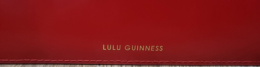 LULU GUINNESS Red Shined Leather CATHERINE Large Lips Envelope Clutch Bag