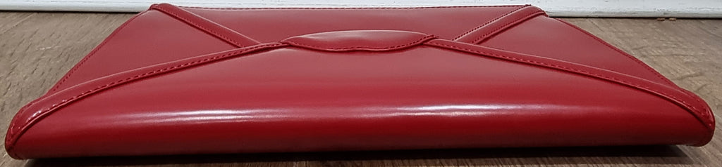 LULU GUINNESS Red Shined Leather CATHERINE Large Lips Envelope Clutch Bag
