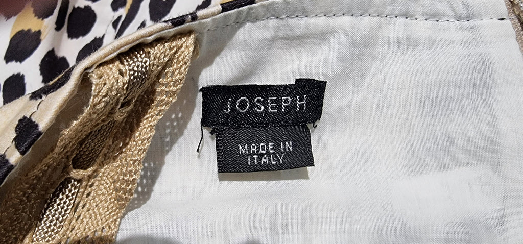 JOSEPH Cream Beige Black Leopard Print Sleeveless Fitted Bodycon Dress 40 UK12