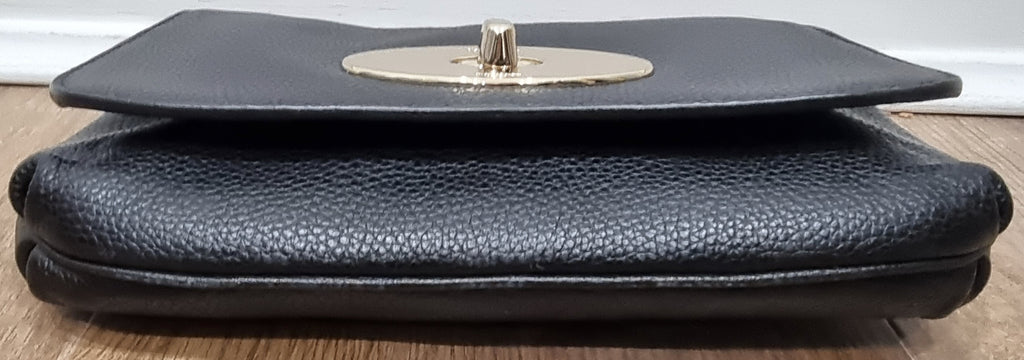 COACH Black Pebbled Leather Gold Tone Twist Fastened Cross Body Shoulder Bag