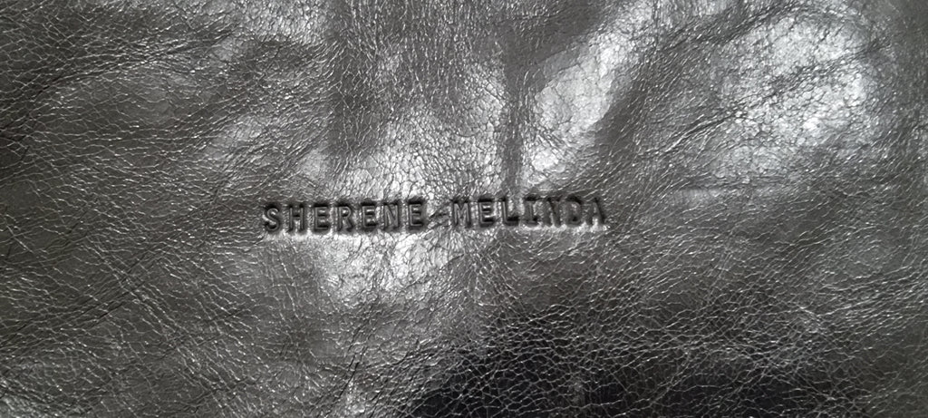 SHERENE MELINDA LONDON Black Leather & Springbok Hair Zip Fasten Clutch Bag