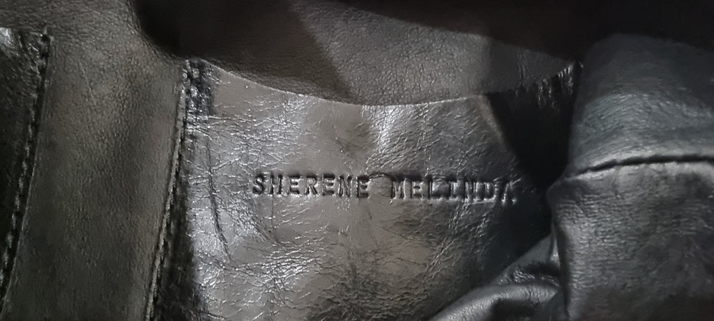 SHERENE MELINDA LONDON Black Leather & Springbok Hair Zip Fasten Clutch Bag