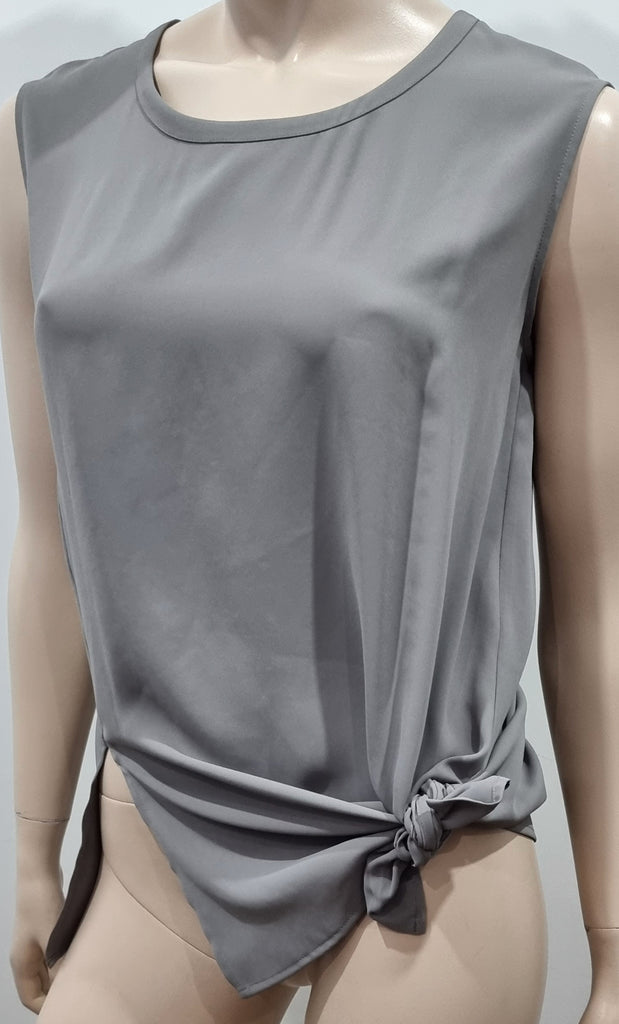 ALL SAINTS Steel Grey Round Neck Knot Front Sleeveless HENY Blouse Top UK4 32