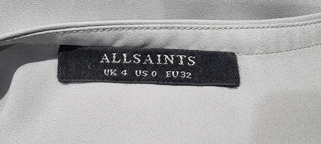 ALL SAINTS Steel Grey Round Neck Knot Front Sleeveless HENY Blouse Top UK4 32