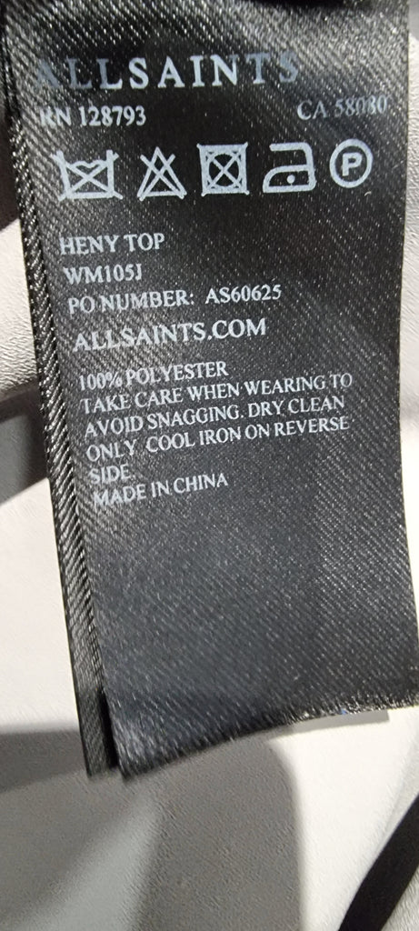 ALL SAINTS Steel Grey Round Neck Knot Front Sleeveless HENY Blouse Top UK4 32