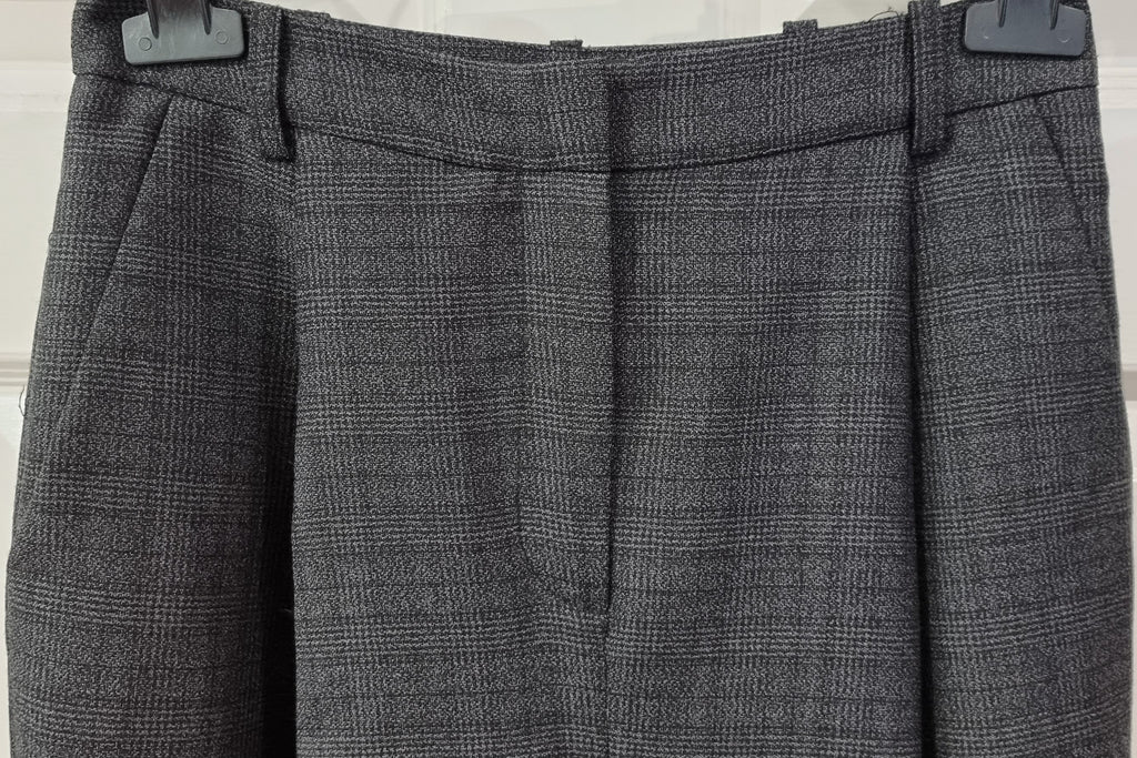 TOPSHOP BOUTIQUE Grey Wool Grey Check Tapered Crop Trousers Pants UK8 BNWT