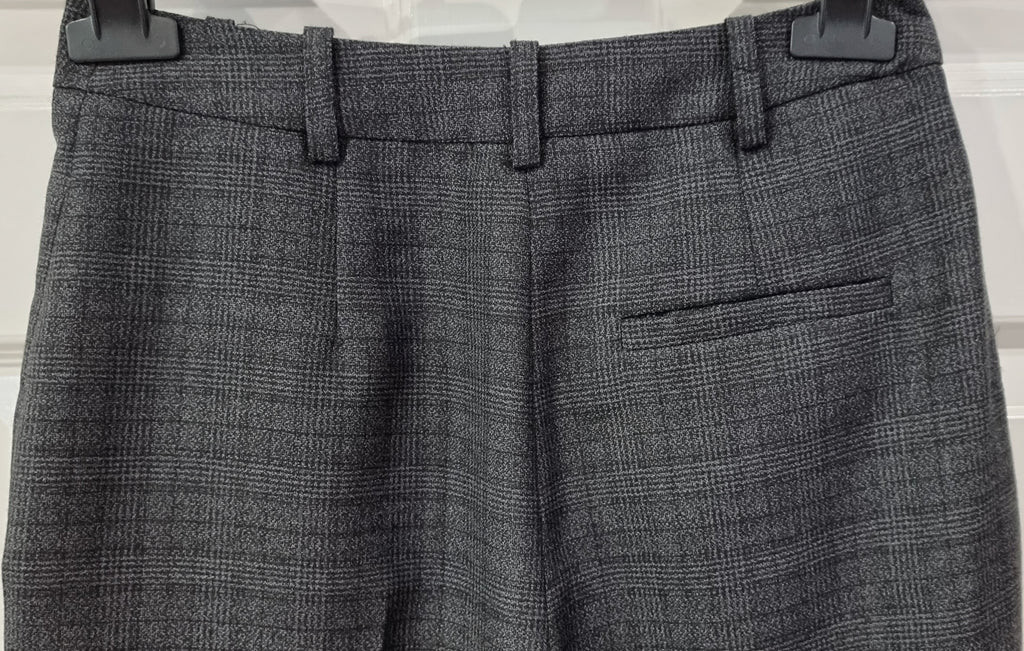 TOPSHOP BOUTIQUE Grey Wool Grey Check Tapered Crop Trousers Pants UK8 BNWT