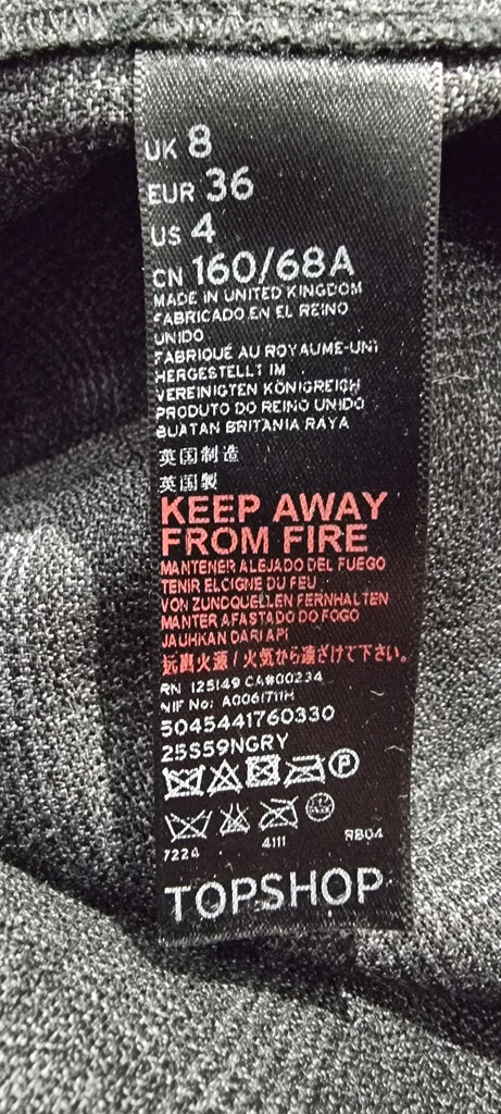TOPSHOP BOUTIQUE Grey Wool Grey Check Tapered Crop Trousers Pants UK8 BNWT
