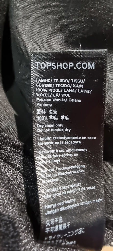 TOPSHOP BOUTIQUE Grey Wool Grey Check Tapered Crop Trousers Pants UK8 BNWT