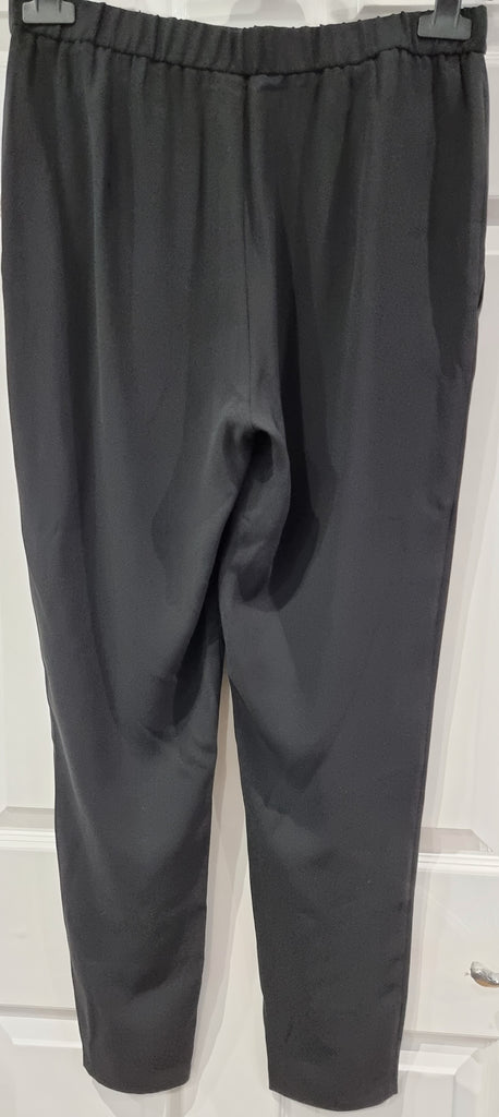 EILEEN FISHER Black Silk Elasticated Waist Tapered Crop Capri Trousers Pants XS/TP