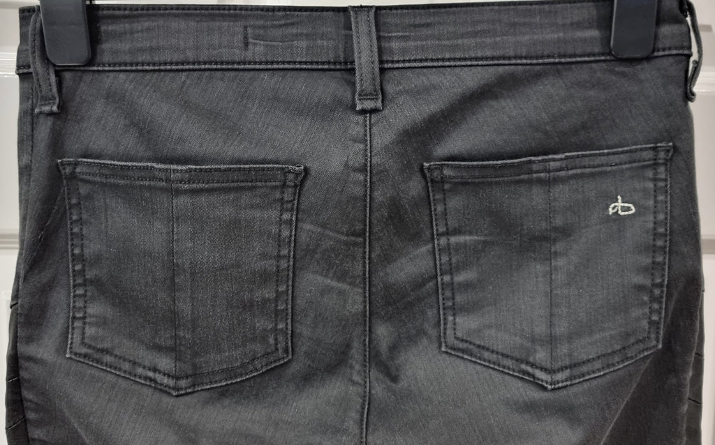 RAG & BONE / JEAN Charcoal Grey Black Leather Detailing Skinny Jeans Pants 27