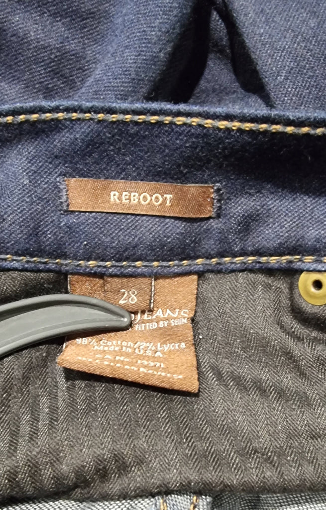 JAMES JEANS Navy Blue Cotton REBOOT Super Soft Wide Leg Jeans Trousers Pants 28