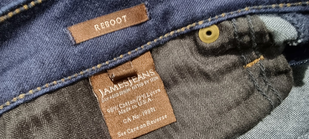 JAMES JEANS Navy Blue Cotton REBOOT Super Soft Wide Leg Jeans Trousers Pants 28