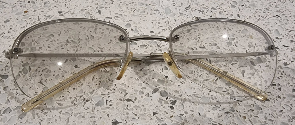 GUCCI Made In Italy Silver Tone Brand Oval Frame Clear Lens GG1674/S Sunglasses