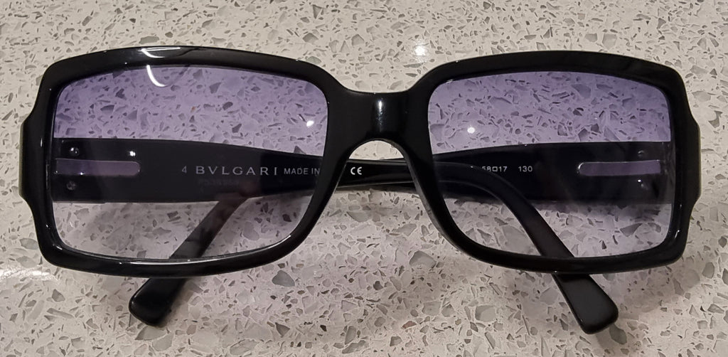 BVLGARI Made In Italy 830 501/11 Black Frame Branded Rectangular Sunglasses w Case