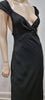 PRADA Black Plunge V Neckline Cap Sleeve Long Length Evening Maxi Dress I44 UK12