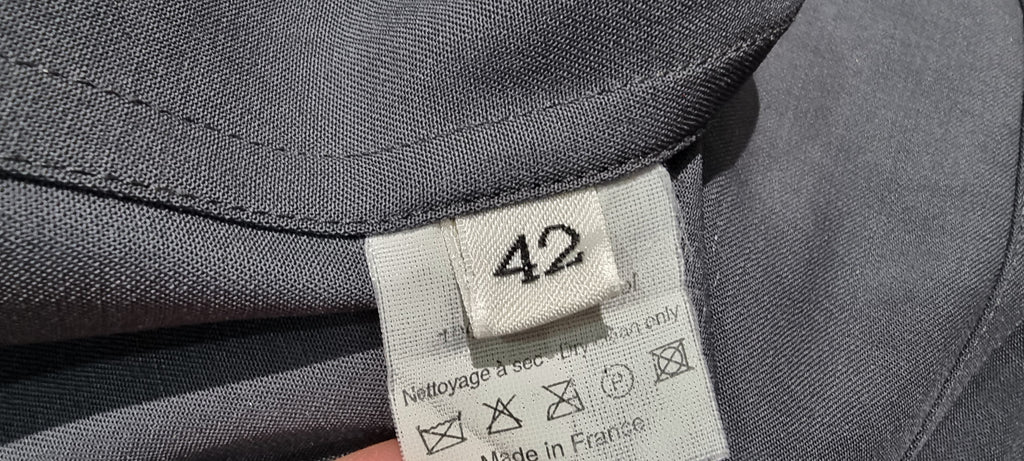 LANVIN Women's Grey 100% Wool Black Trim Formal Tailored Blazer Jacket 42 UK12