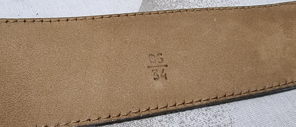 PRADA Made In Italy Silver Metallic Buckle Fastened Branded Leather Belt 85/34