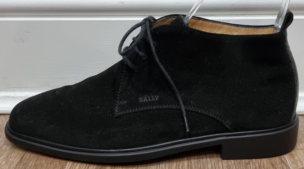 BALLY Unisex Chocolate Brown Black Suede RAKAN Lace Fasten Low Top Ankle Boots