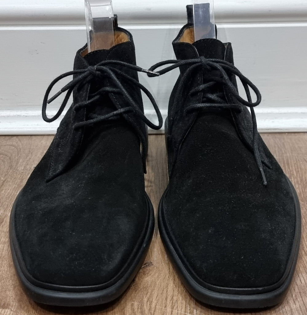 BALLY Unisex Chocolate Brown Black Suede RAKAN Lace Fasten Low Top Ankle Boots