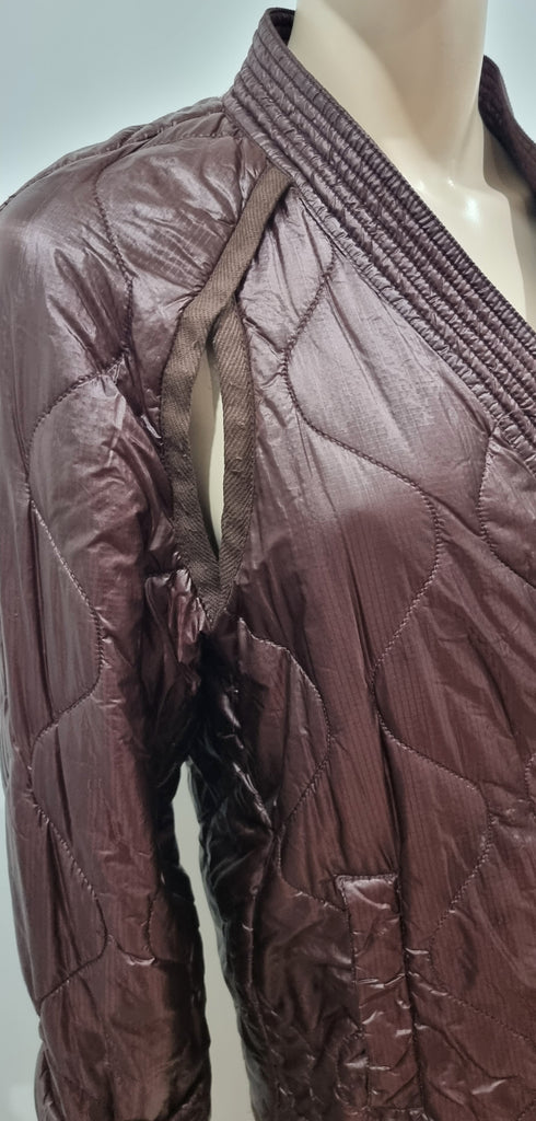 3.1 PHILLIP LIM Brown V Neckline Wrap Style Tie Closure Padded Kimono Jacket L