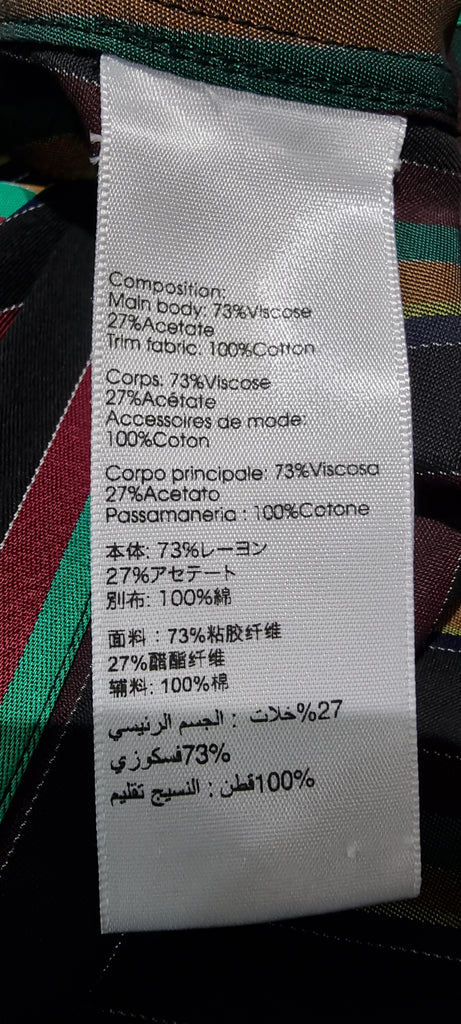 3.1 PHILLIP LIM Black & Multi Colour Striped Collared Long Length Shirt Jacket 8 UK12