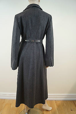 ALBERTA FERRETTI Made In Italy Grey Wool Blend Long Length Belted Coat UK14