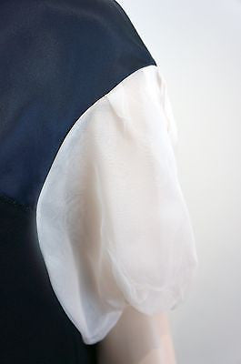 3.1 PHILLIP LIM Black Navy & Cream Wool & Silk Short Sleeve Mini Dress US8 UK12