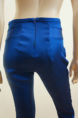 CLEMENS EN AUGUST Silk Blend Royal Blue Slim Leg Evening Trousers EU38 UK10