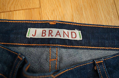 J BRAND Dark Blue THE SKINNY Cut #5777 DARKVINT Orange Stitch Denim Jeans Sz29