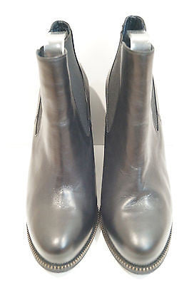 OPENING CEREMONY Black Leather Brass Zip Detail Wedge Ankle Boots EU40 UK7