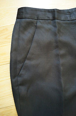 ALEXANDER MCQUEEN Black Fine Rib Textured Evening Trousers / Pants UK12; IT40