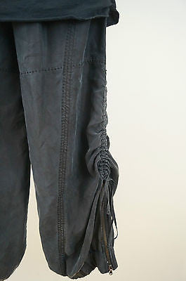 PINKO Black Cotton Bandeau Top & Charcoal Grey Silk Cargo Playsuit Jumpsuit UK8